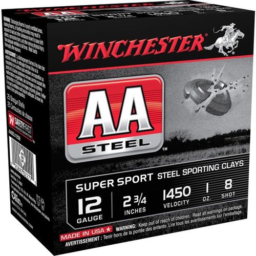 Winchester Ammunition AA Steel 2.75" 12 Gauge Ammo 8, 25/box - AASCL12S8