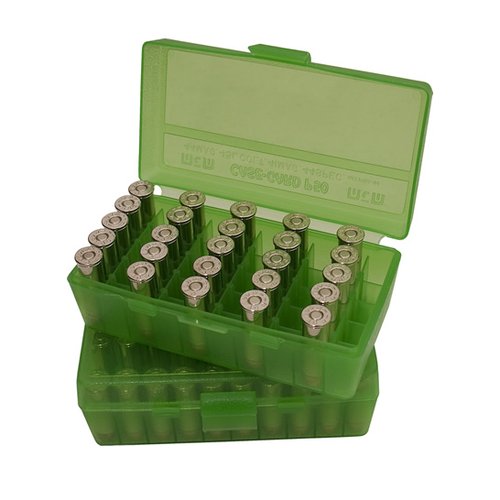 MTM FlipTop Ammo Box 10mm 40S&W 45-Bright GRN-50rd-P50-45-16