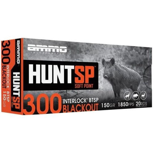 Ammo Inc Hunt .300 AAC Blackout 150 gr SP 20rds Rifle Ammo for Hunting - 300B150SPA20